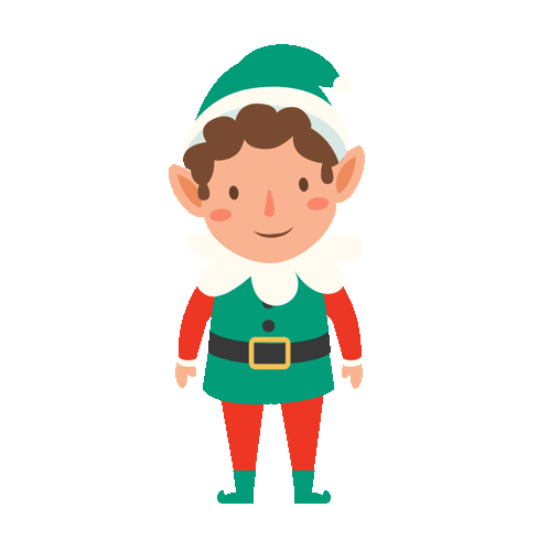 Christmas elf waving hello